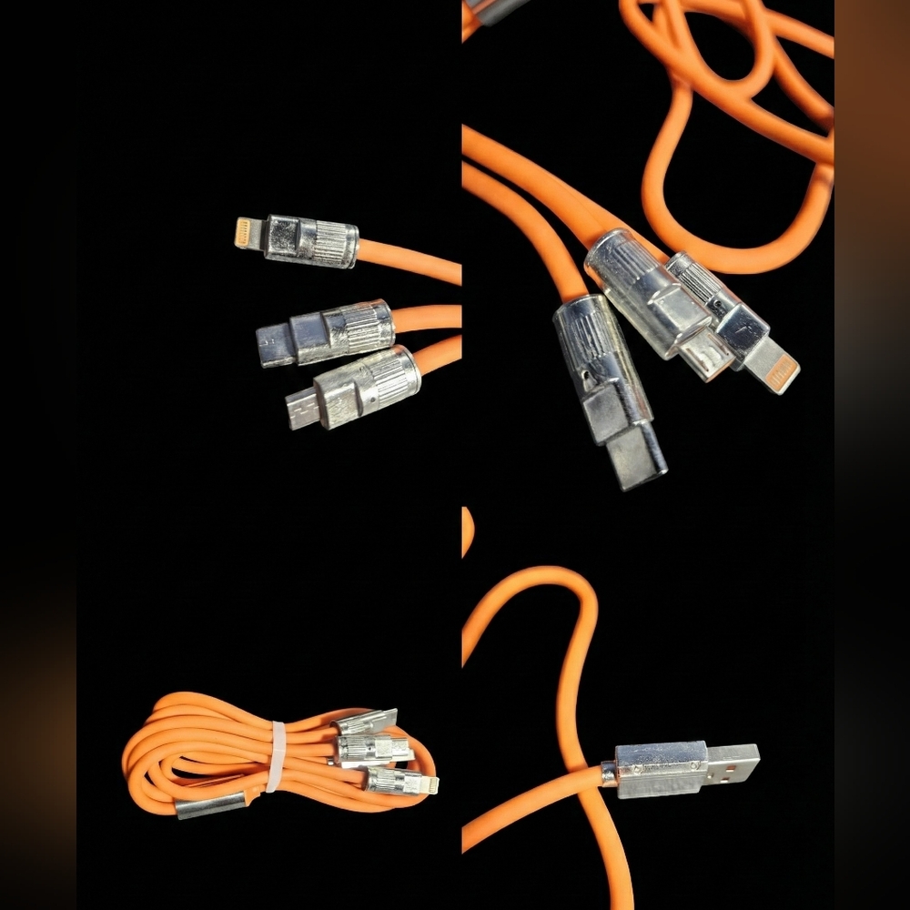 Orange Multi-Connector Charging Cable,and Data Transfer